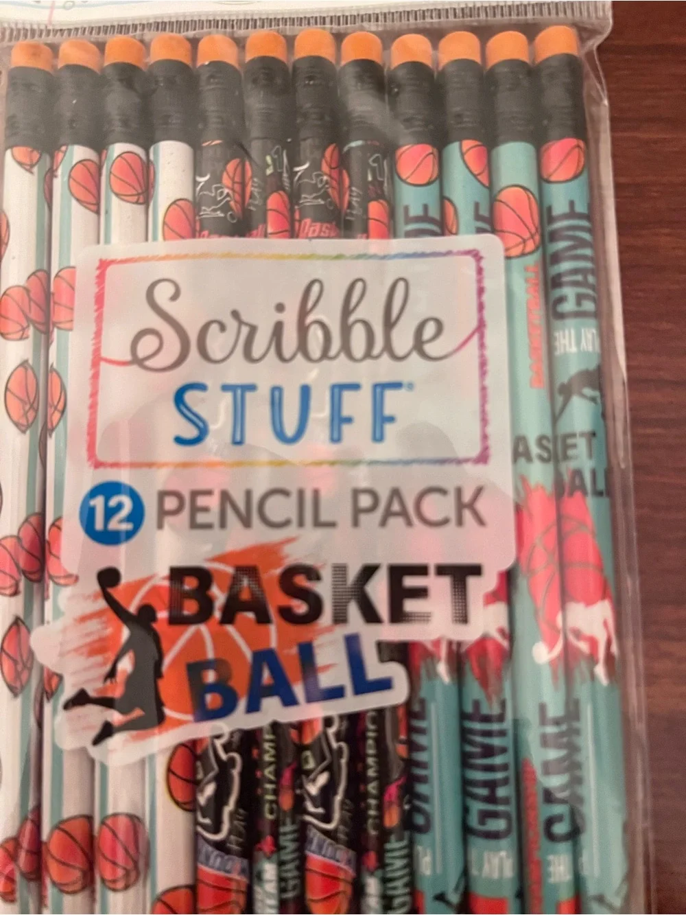 Scribble Stuff 12-Pack Pencils Basketball Theme #2HB Pencils Non Toxic NEW